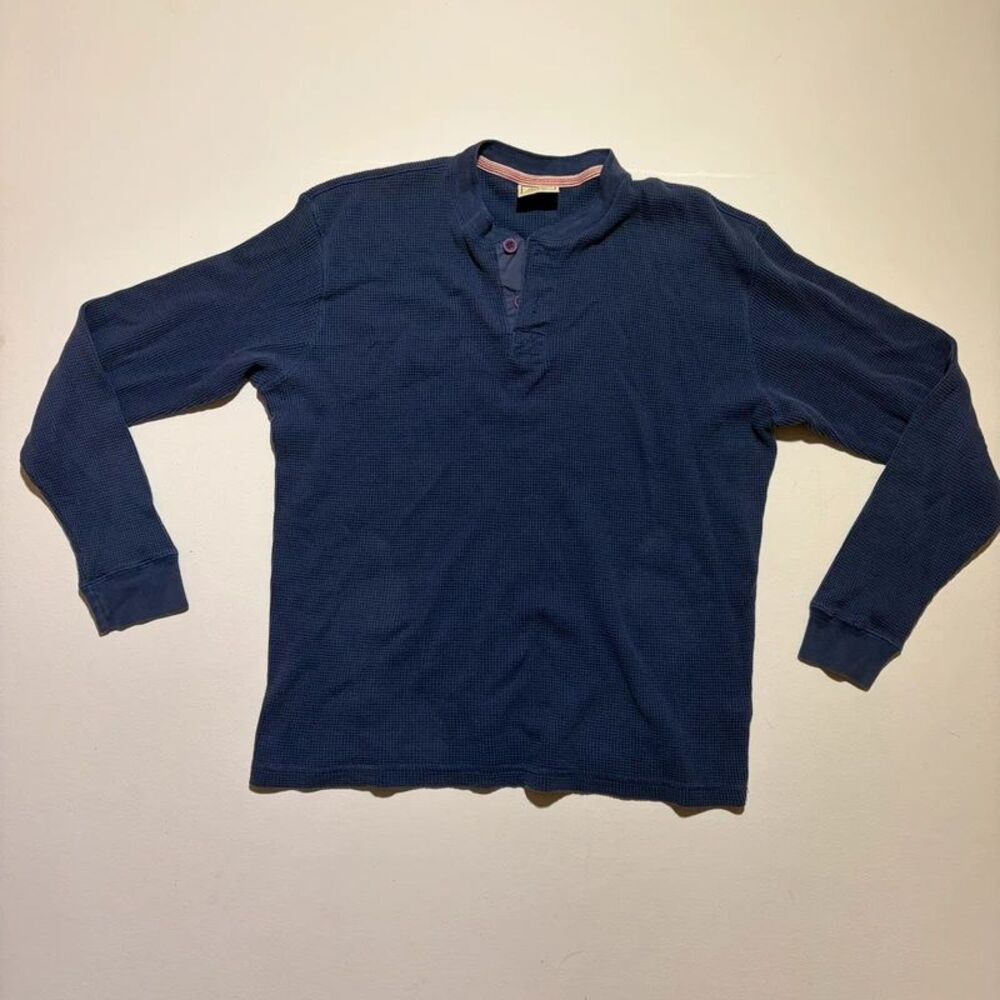 Navy Blue Waffle Knit Henley Steve and Barry's